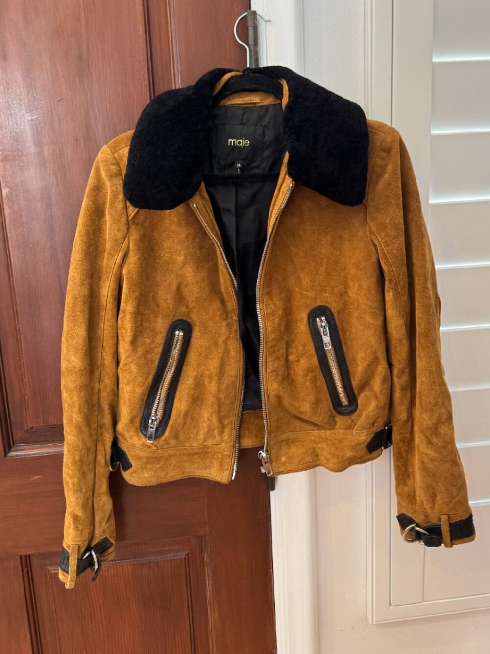 Maje Paris Womens Bakaro Suede Leather Jacket.